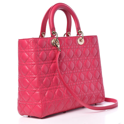 Christian Dior Lambskin Cannage Large Lady Dior Fuchsia 3 of 12