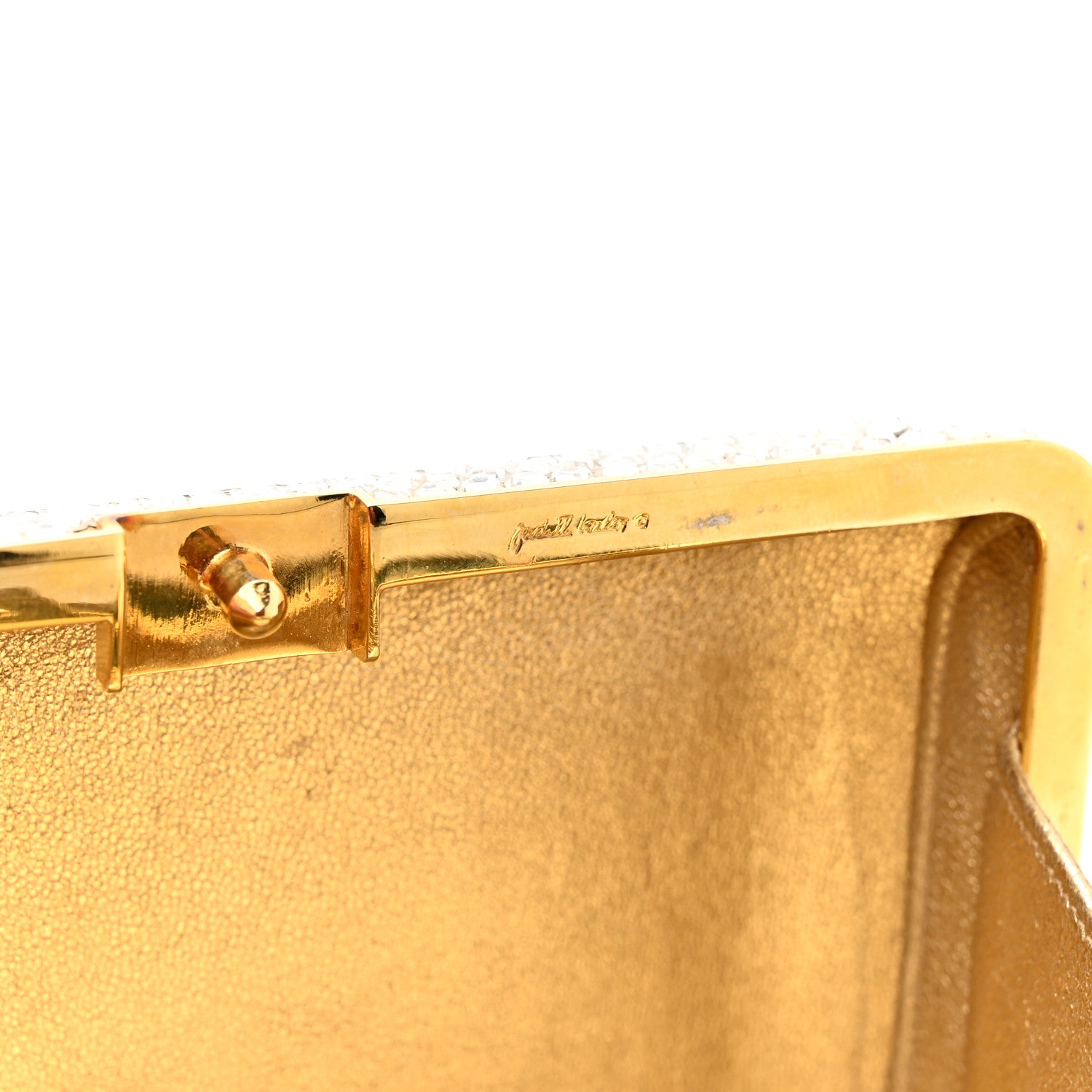 Judith Leiber Swarovski Crystal Minaudiere Clutch Silver Gold 8 of 11