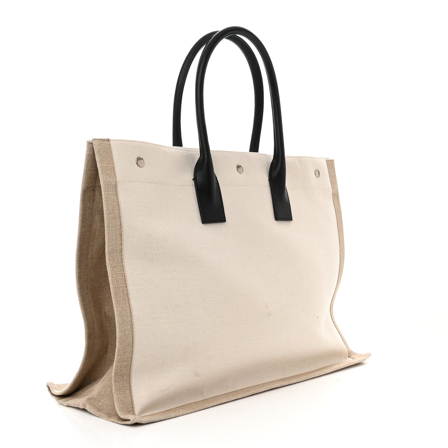 Linen Calfskin Rive Gauche Tote Optic White