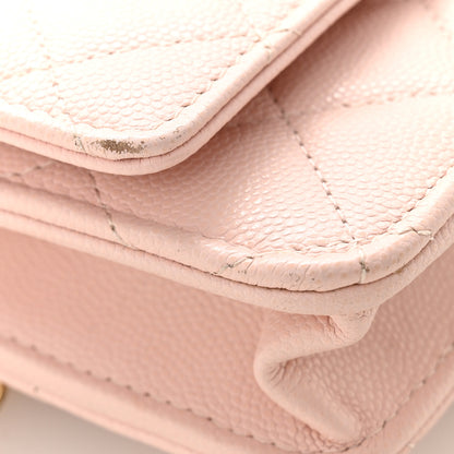 Chanel Caviar Quilted Crystal Enamel CC Wallet On Chain WOC Light Pink 12 of 15