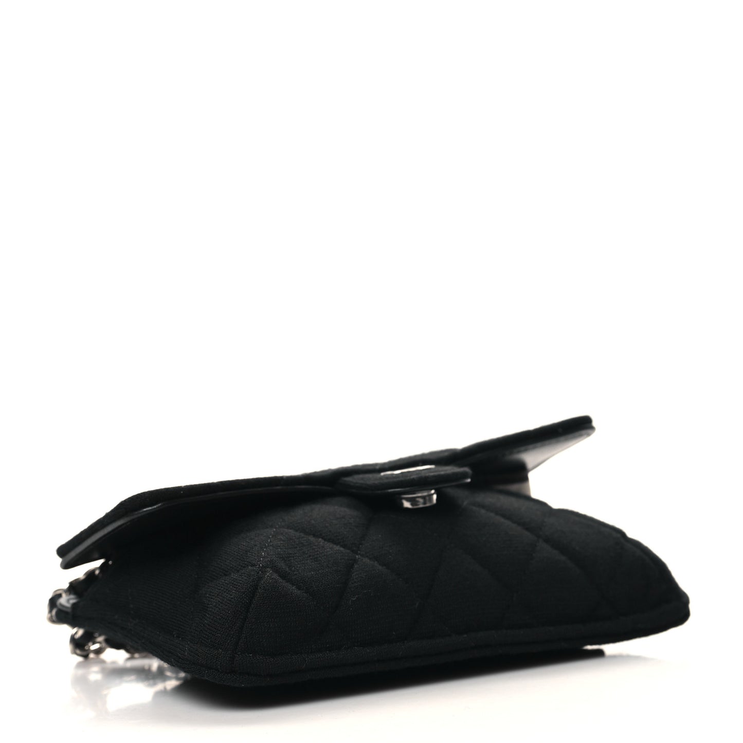 Jersey Fabric Quilted Foldable Tote With Chain Black Multicolor