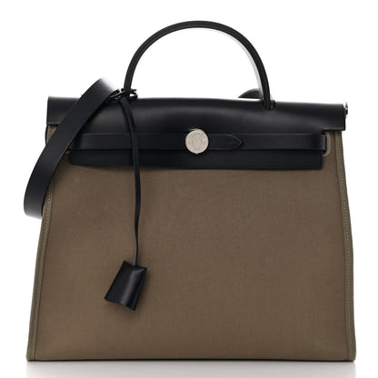 Hermes Toile Officier Vache Hunter Herbag Zip 31 PM Etoupe Bleu Indigo 3 of 19