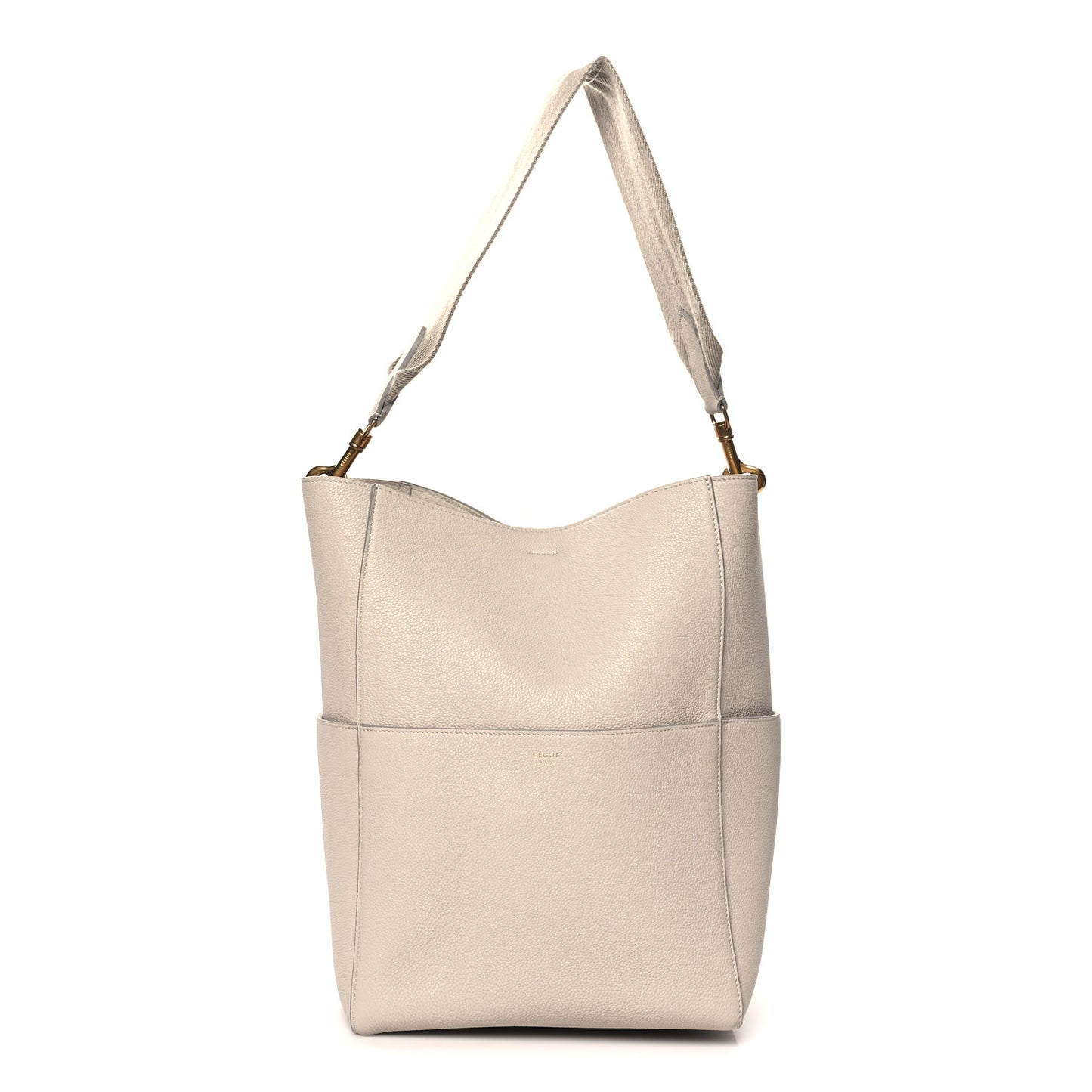 Soft Grained Calfskin Sangle Bucket Bag Dune