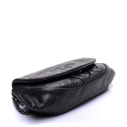 Chanel Metallic Caviar Half Moon Wallet On Chain WOC Dark Silver 4 of 12