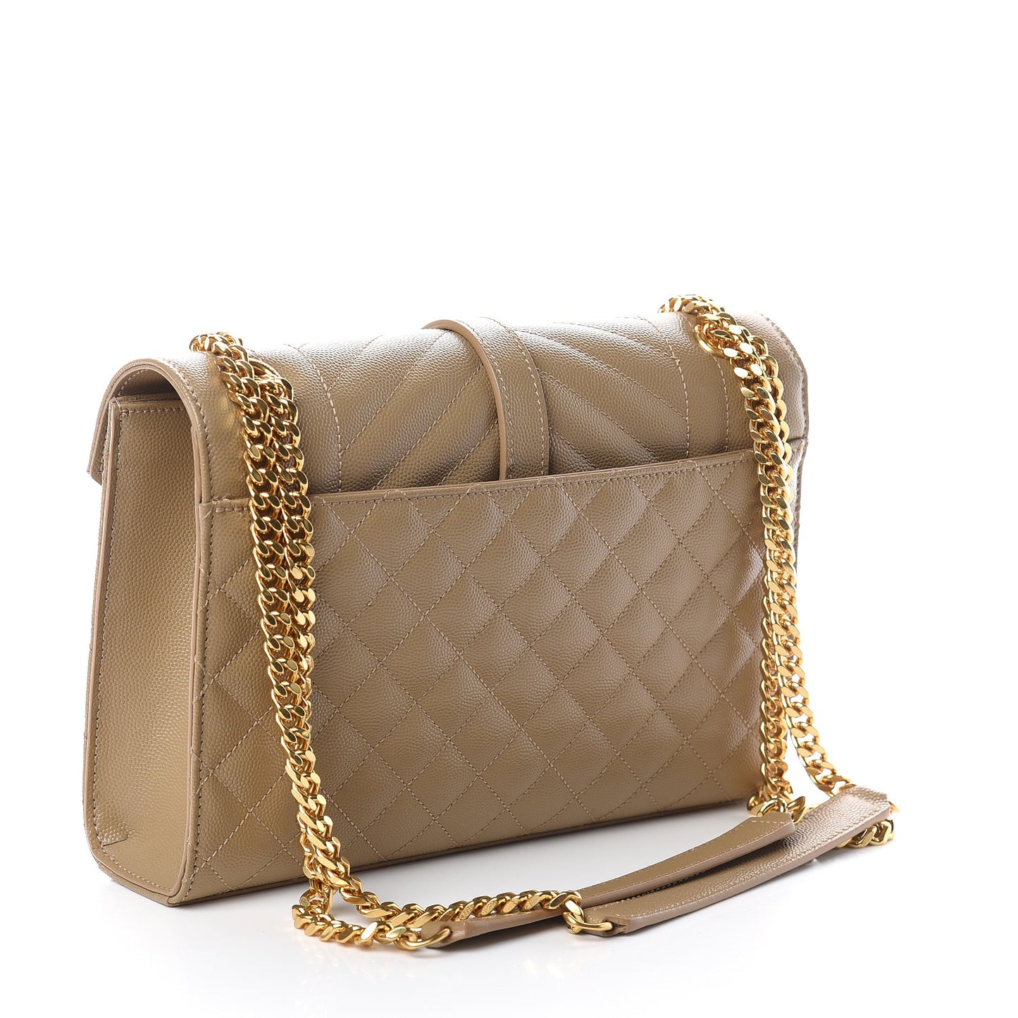 Grain De Poudre Textured Mixed Matelasse Medium Triquilt Monogram Satchel Latte Cream