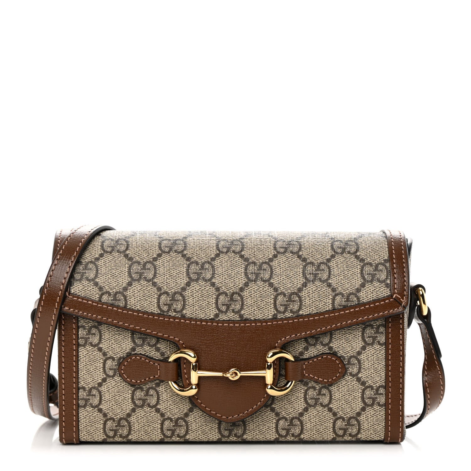 Gucci GG Supreme Monogram Mini Horsebit 1955 Shoulder Bag Beige Brown Sugar 1 of 11