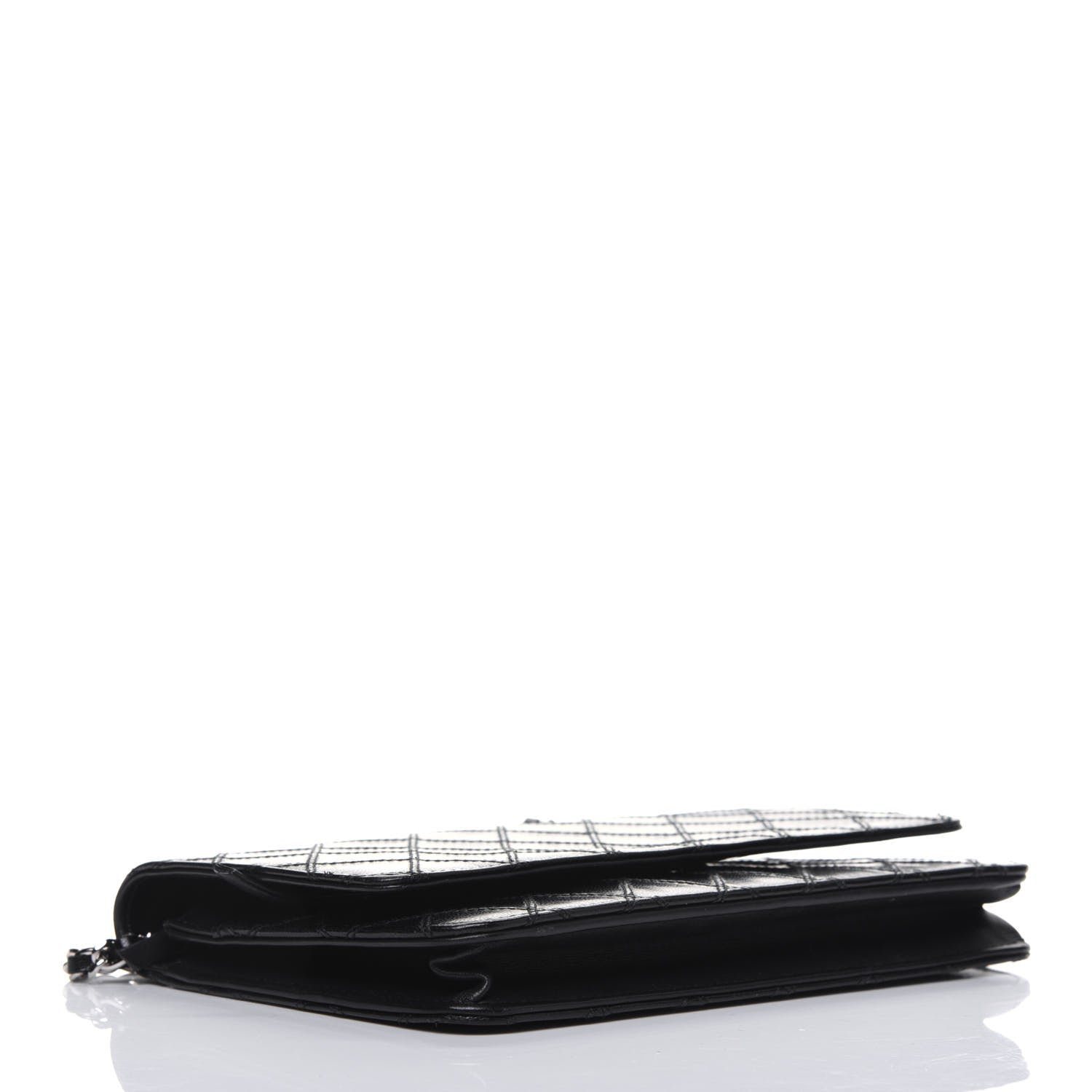 Chanel Lambskin Diamond Stitched Wallet On Chain WOC Black 3 of 24