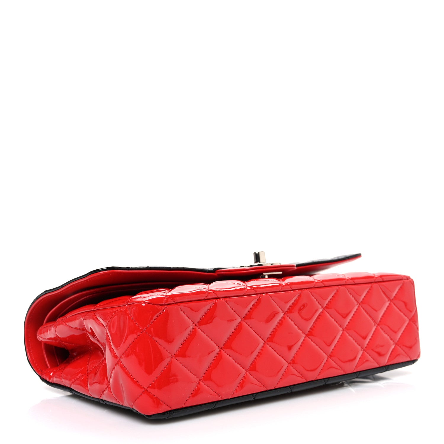 Chanel Patent Calfskin Quilted Bi-Color Medium Double Flap Black Red 4 of 11