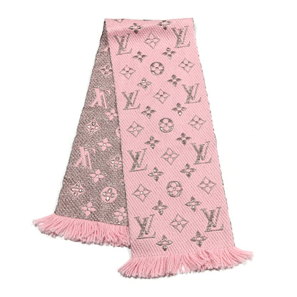 Louis Vuitton Wool Silk Logomania Shine Scarf Pink 2 of 3