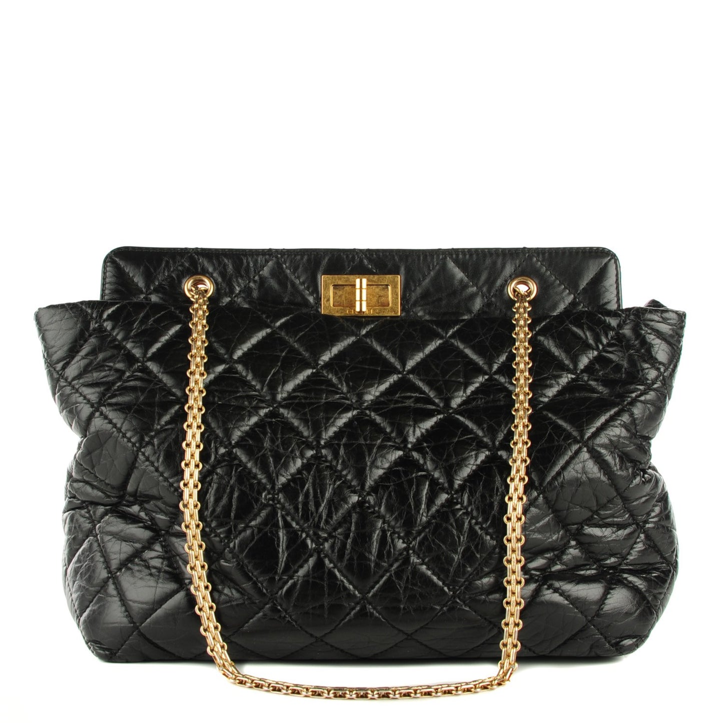 Aged Calfskin Quilted Reissue 2.55 Tote Black