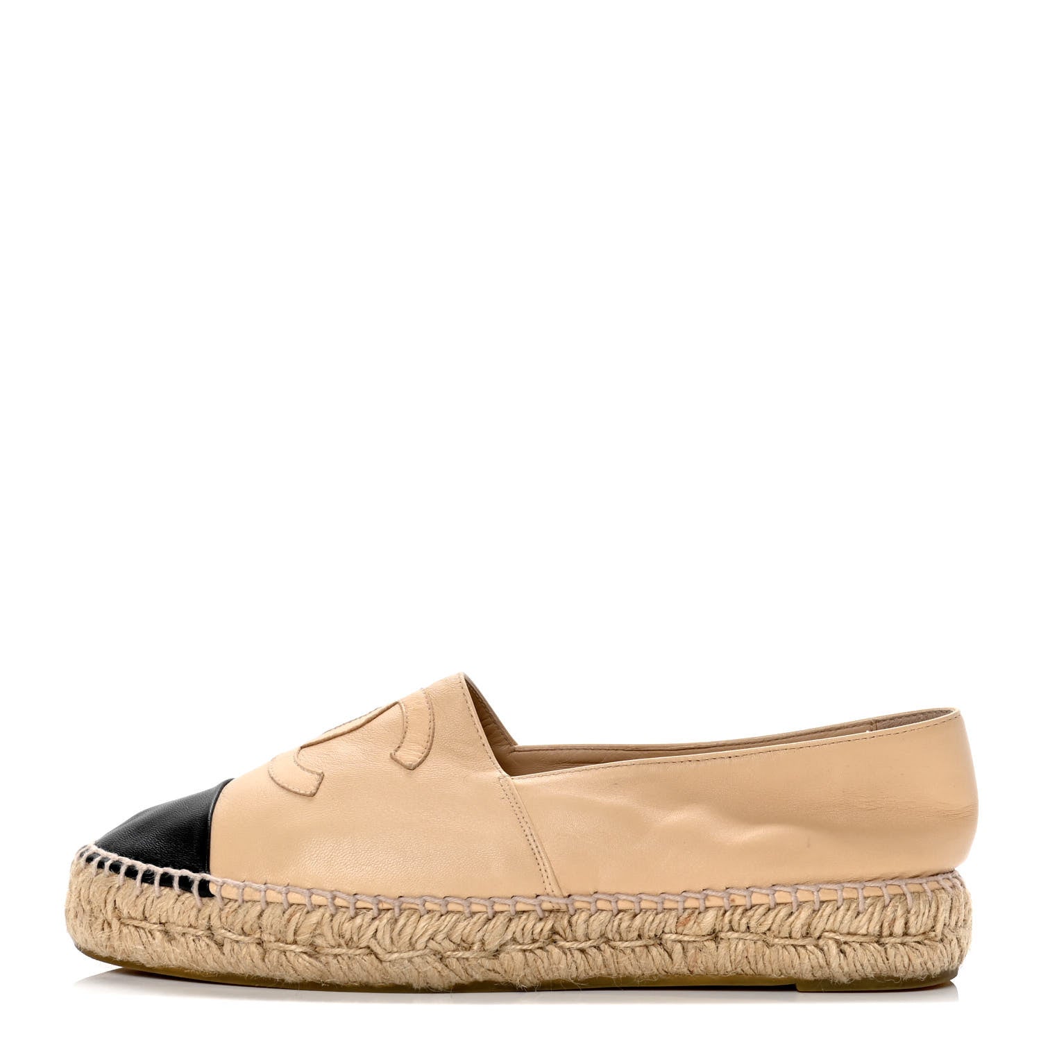 Chanel Lambskin CC Espadrilles 40 Beige Black 1 of 4