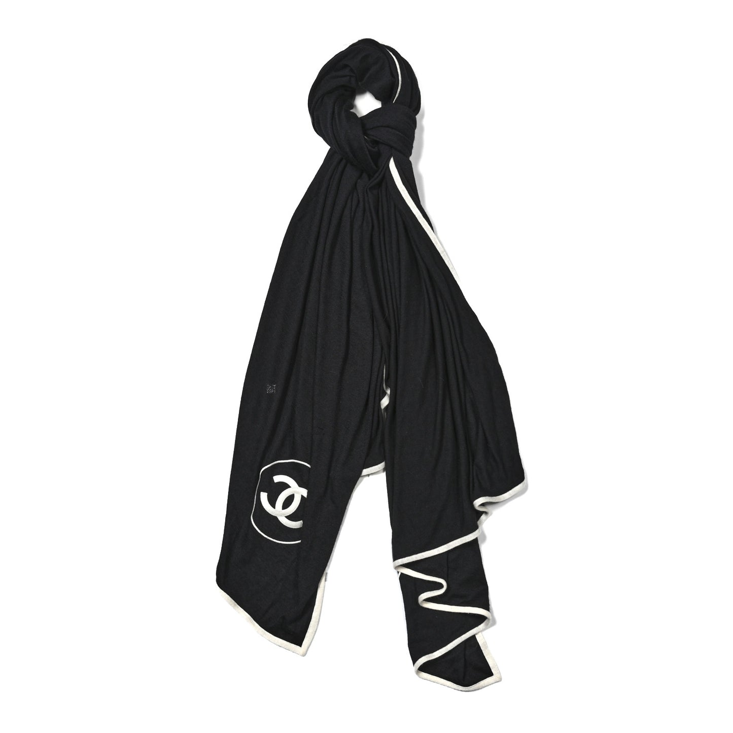 Cashmere Silk CC Scarf Black White