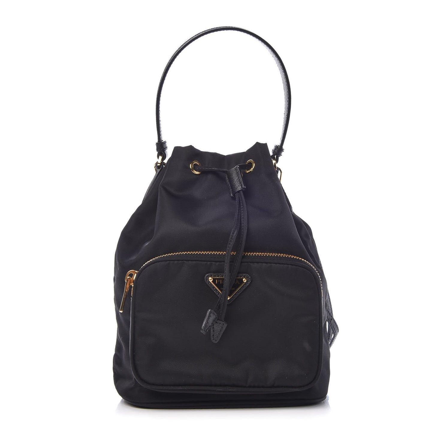 Tessuto Nylon Saffiano Mini Bucket Crossbody Bag Black