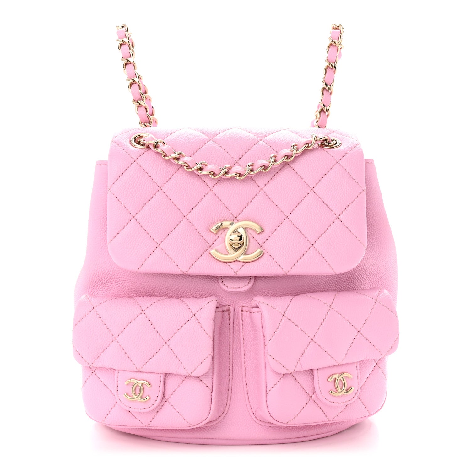 Chanel Shiny Caviar Quilted Medium Duma Pockets Drawstring Backpack Lilac 1 of 10