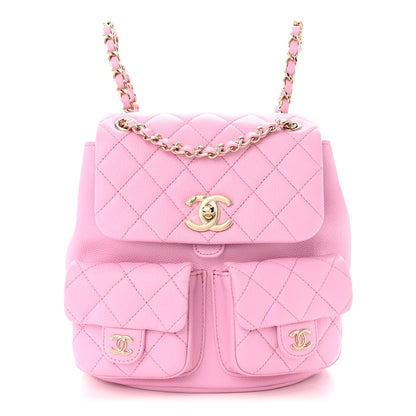 Chanel Shiny Caviar Quilted Medium Duma Pockets Drawstring Backpack Lilac 1 of 10