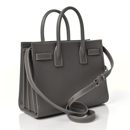Saint Laurent Grained Calfskin Topstich Baby Sac De Jour Grey 4 of 10