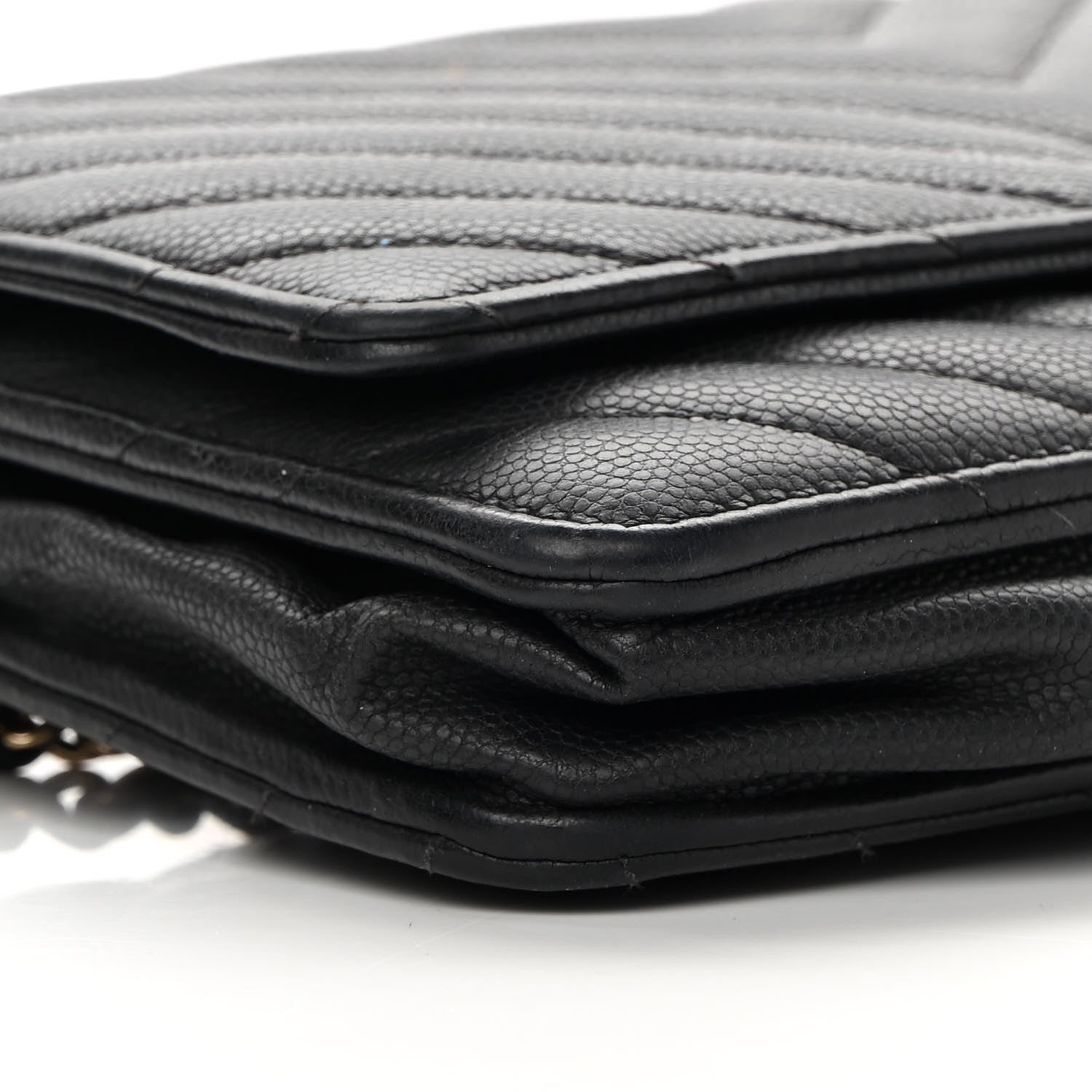 Chanel Caviar Chevron Quilted Wallet On Chain WOC Black 10 of 15
