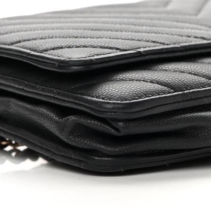 Chanel Caviar Chevron Quilted Wallet On Chain WOC Black 10 of 15