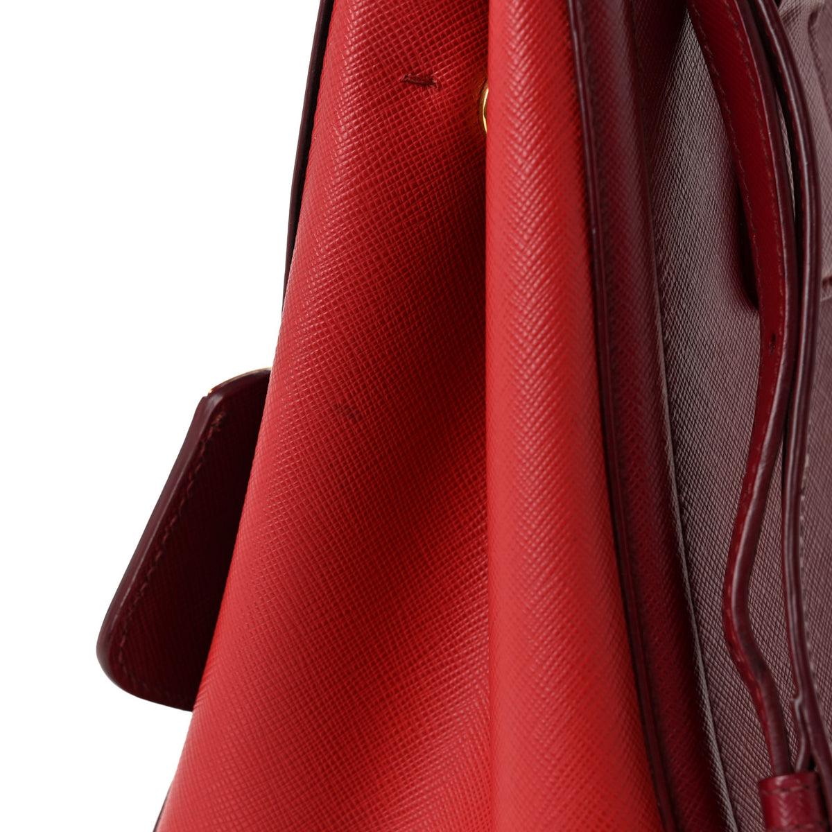Prada Saffiano Lux 2way Tote Cerise Fuoco 14 of 14