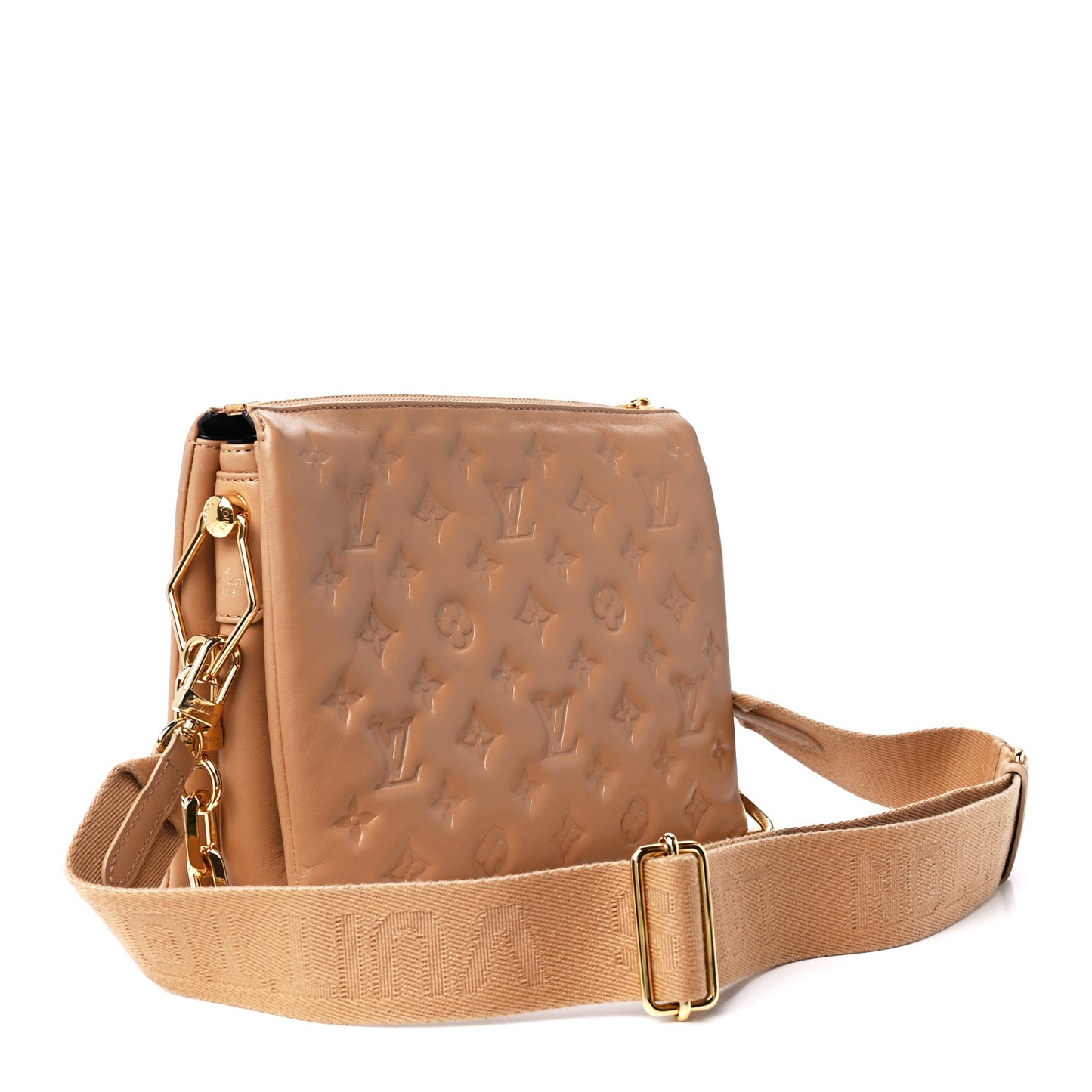 Lambskin Embossed Monogram Coussin PM Camel