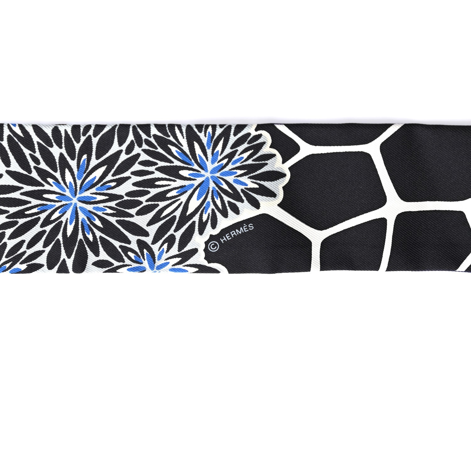 Hermes Silk The Three Graces Twilly Bleu Nuit Gold Black 3 of 4