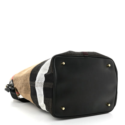 Burberry Canvas Mega Check Medium Ashby Hobo Black 5 of 10
