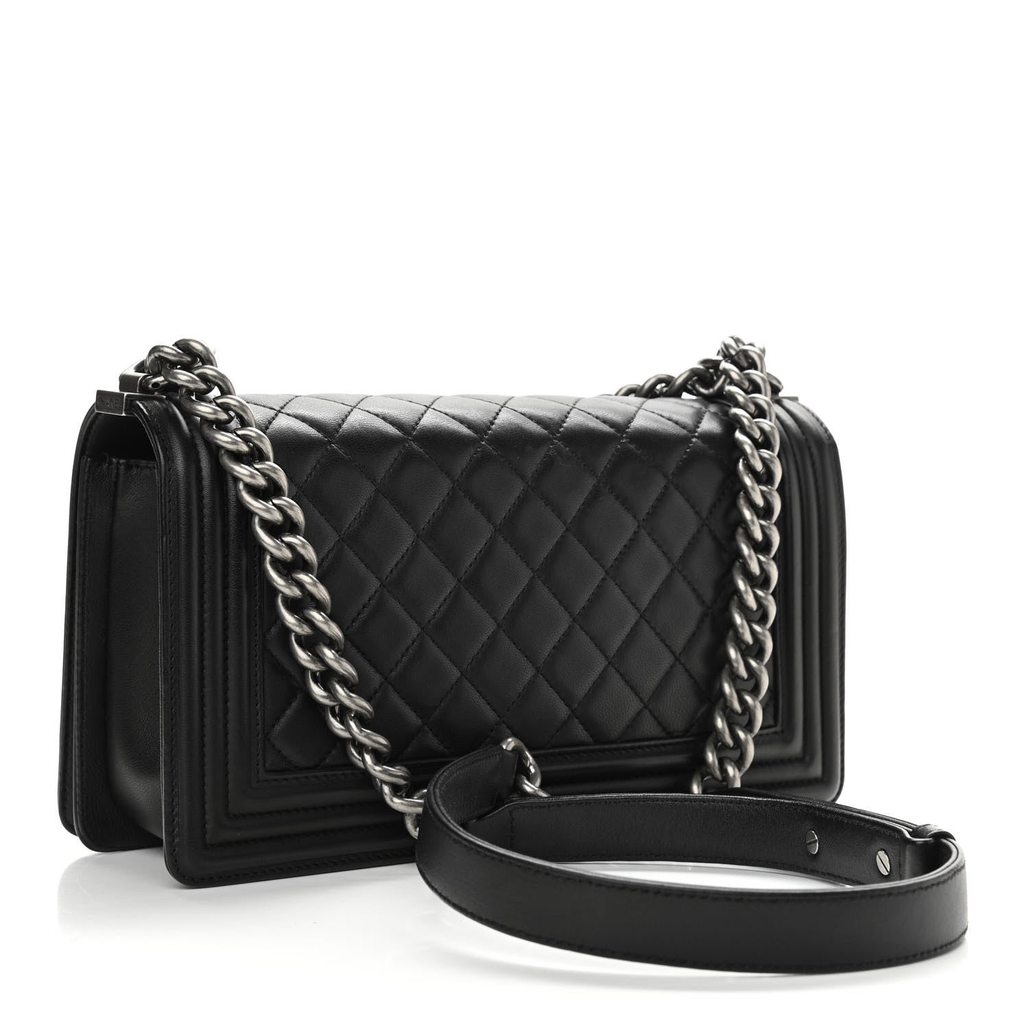 Chanel Lambskin Quilted Medium Boy Flap Black 3 of 12