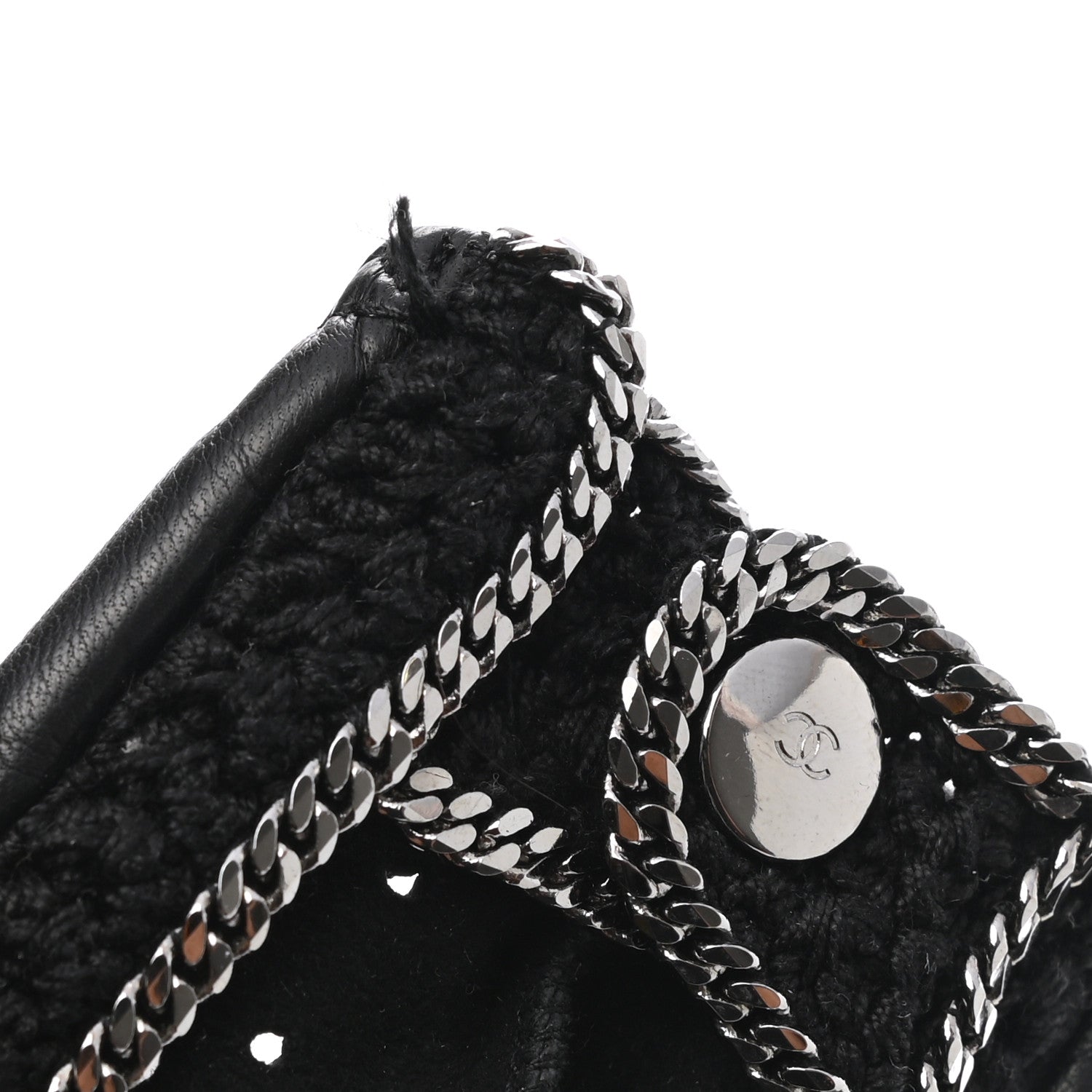 Chanel Lambskin Crochet Chain CC Fingerless Gloves 7 Black 6 of 6