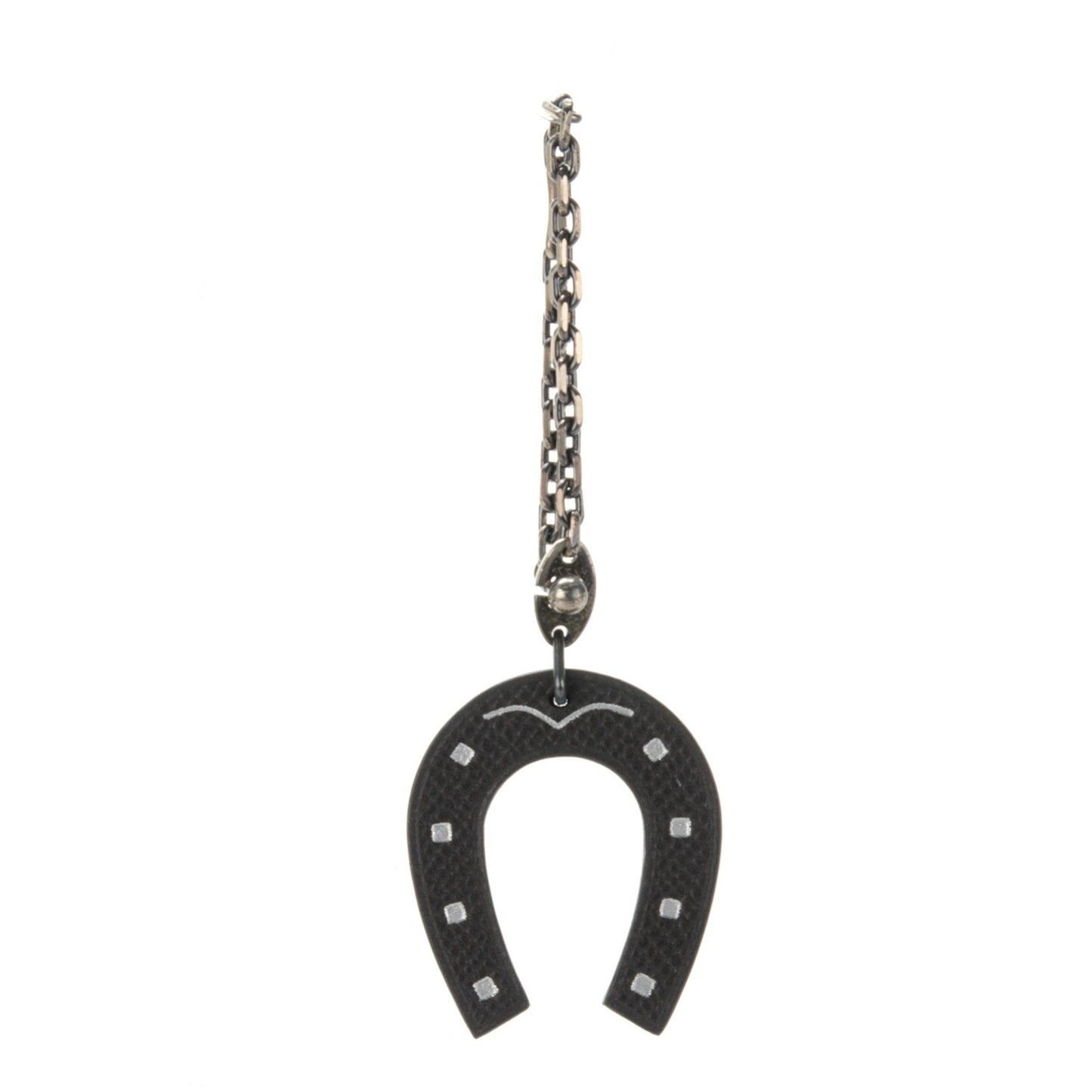 Epsom Lucky Horseshoe Bag Charm Graphite Orange