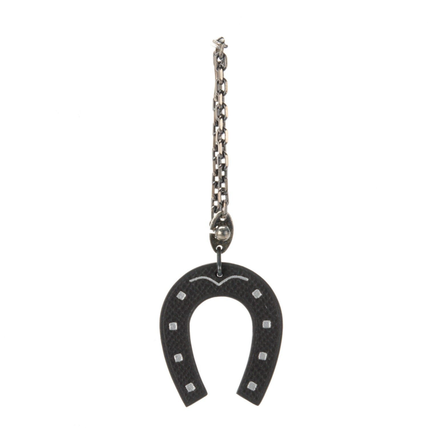 Hermes Epsom Lucky Horseshoe Bag Charm Graphite Orange 1 of 4