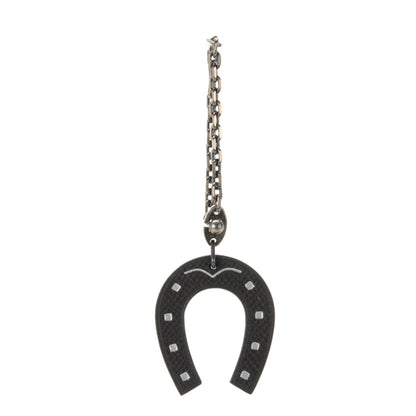 Hermes Epsom Lucky Horseshoe Bag Charm Graphite Orange 1 of 4