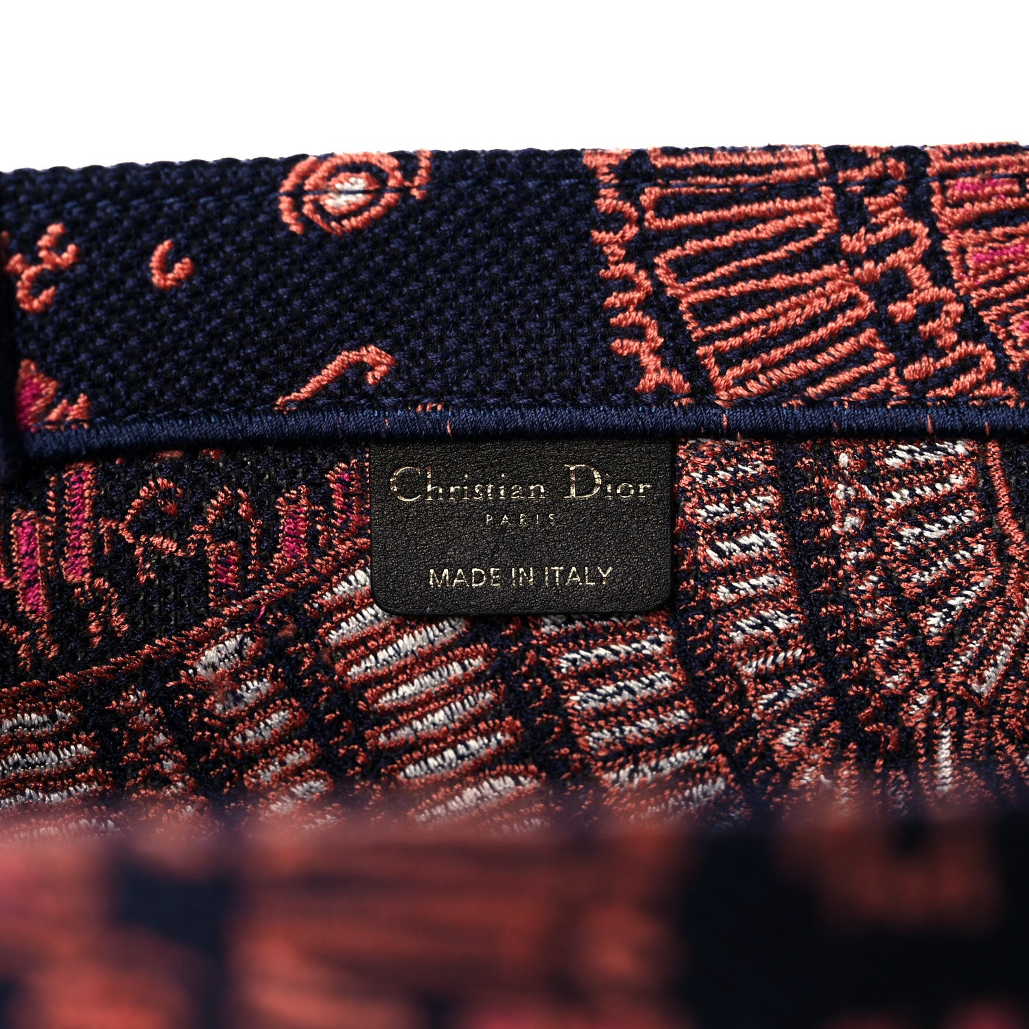 Christian Dior Canvas Embroidered Dior Animals Tiger Book Tote Deep Blue Fuchsia 5 of 10