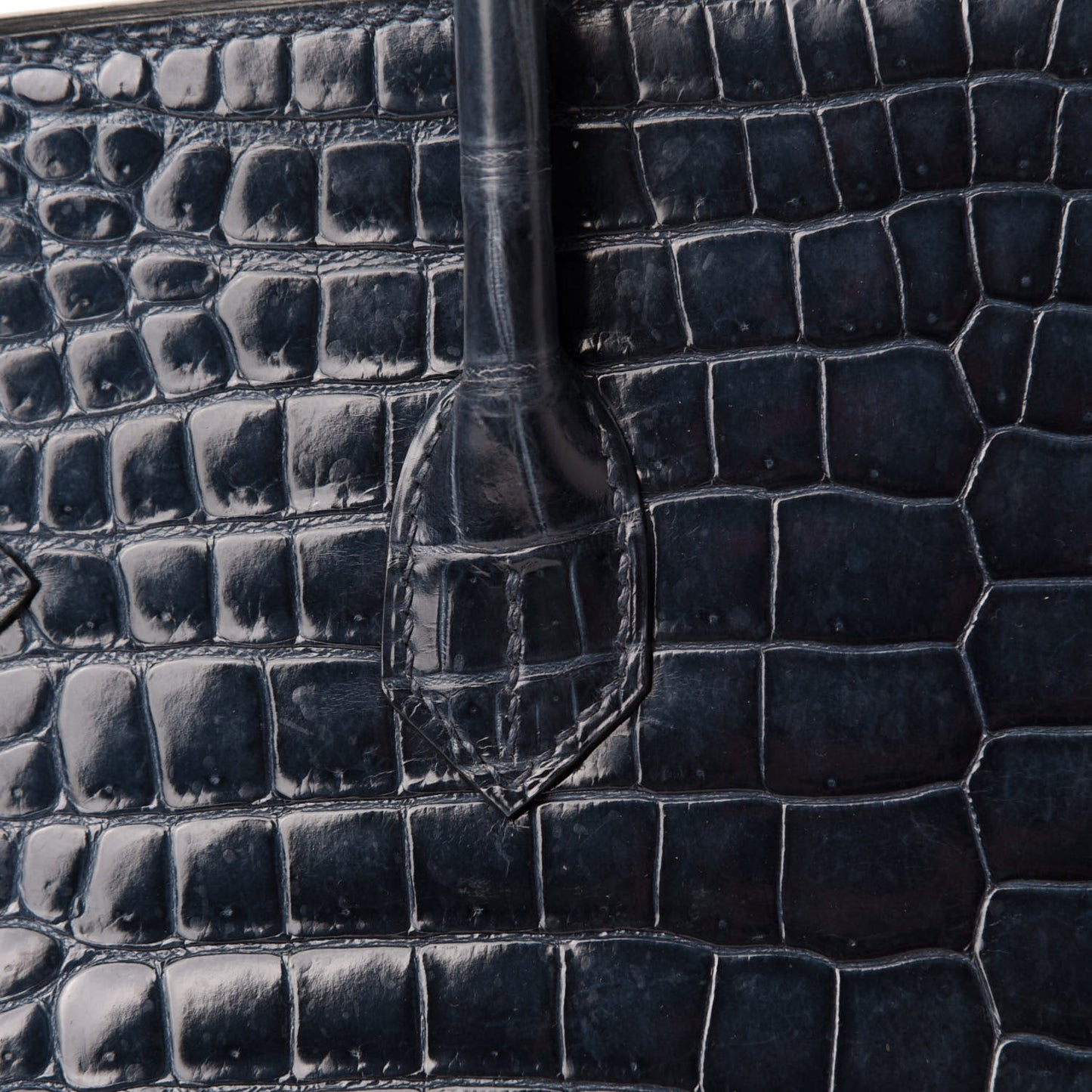 Shiny Porosus Crocodile Birkin 35 Bleu Abysse