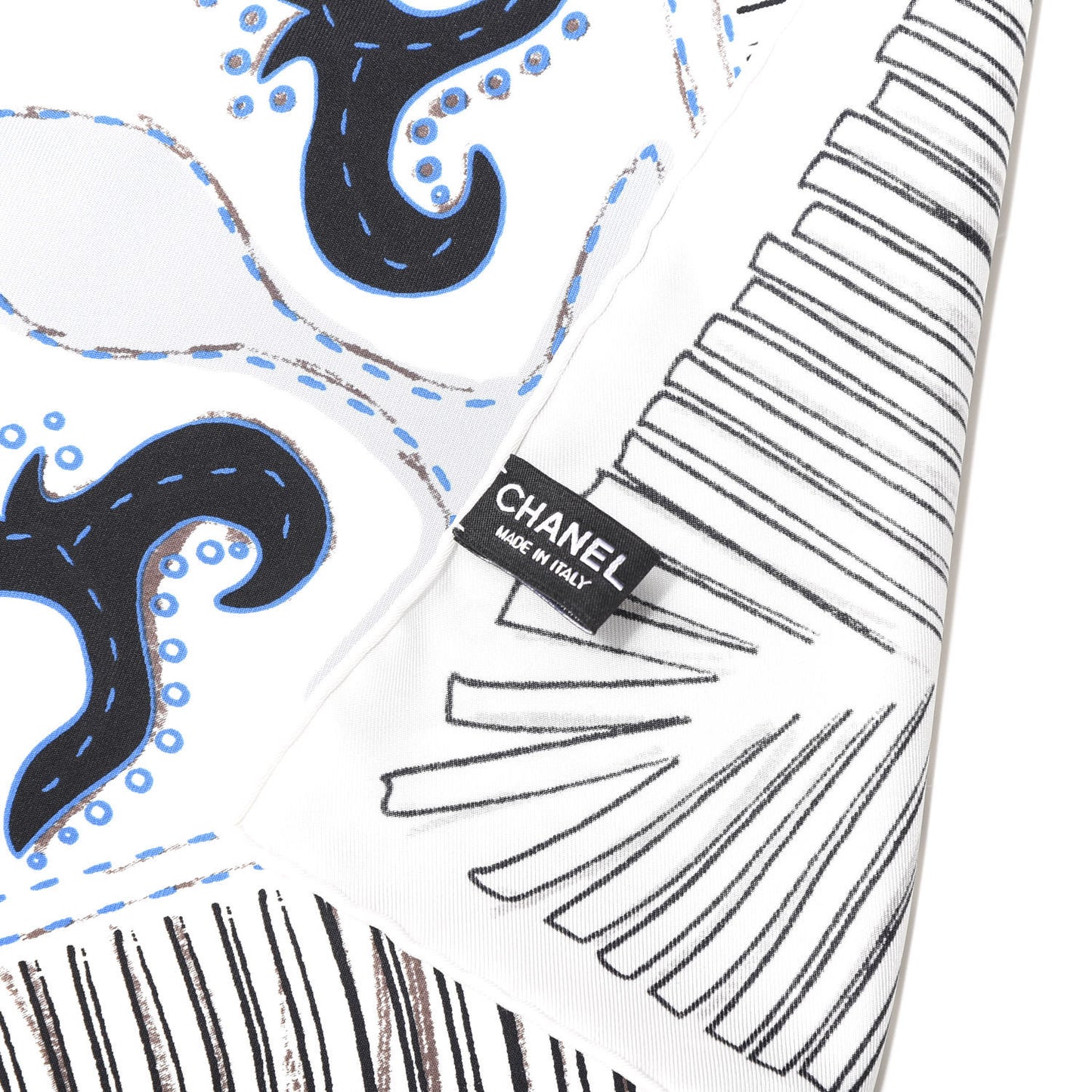 Silk CC Star Square Scarf Blue White