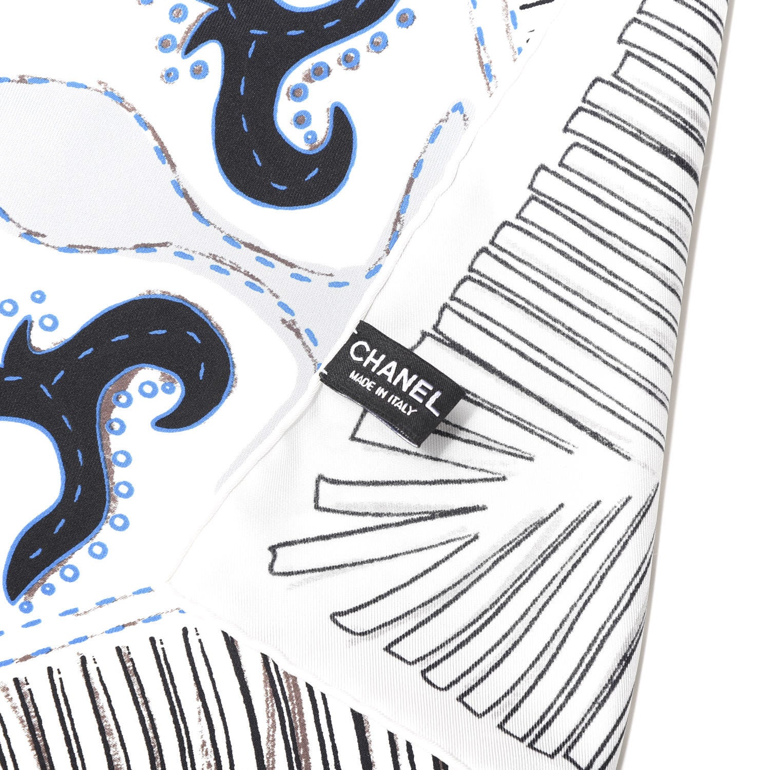 Chanel Silk CC Star Square Scarf Blue White 3 of 3