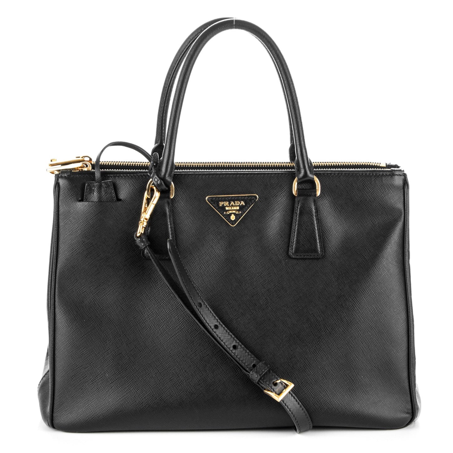 Saffiano Medium Galleria Double Zip Tote Black