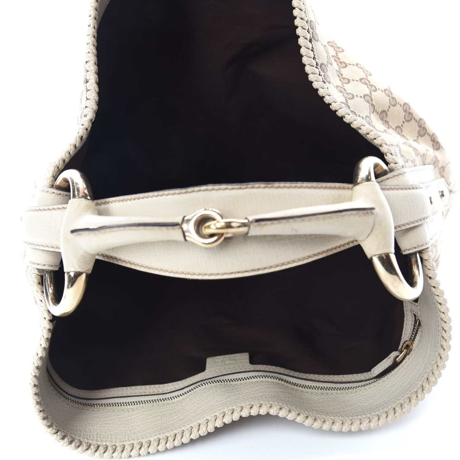 Gucci Monogram Large Horsebit Chain Hobo Off White 5 of 10