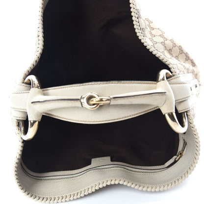 Gucci Monogram Large Horsebit Chain Hobo Off White 5 of 10