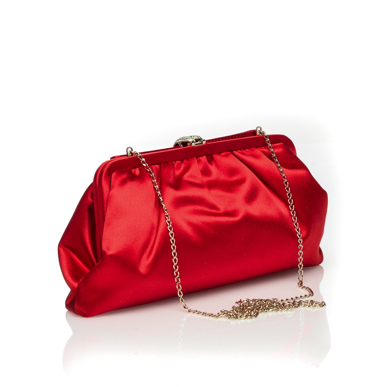 Valentino Garavani Satin Crystal Bow Frame Evening Bag Red 3 of 6