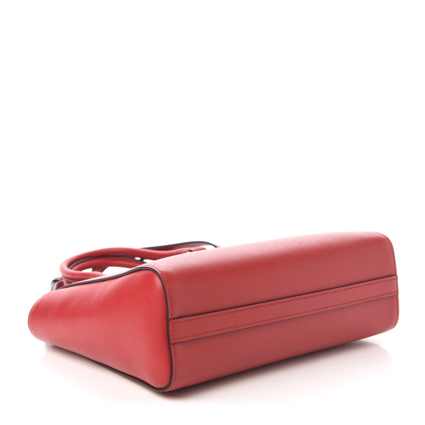 Saffiano Soft Calfskin Double Handle Satchel Fuoco