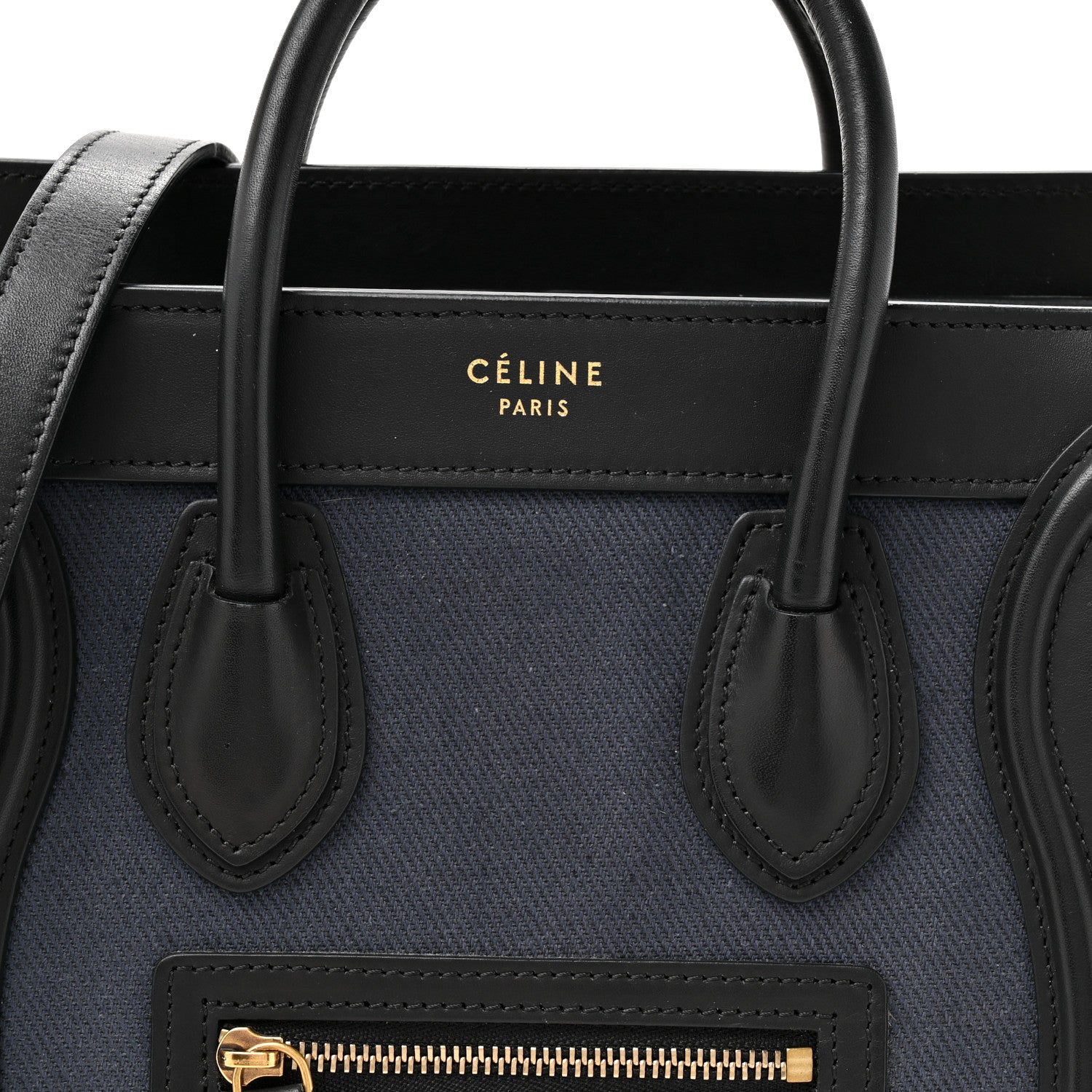 Celine Natural Canvas Smooth Calfskin Nano Luggage Navy 7 of 13