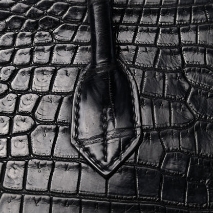 Hermes Matte Porosus Crocodile Birkin 35 Black 10 of 31
