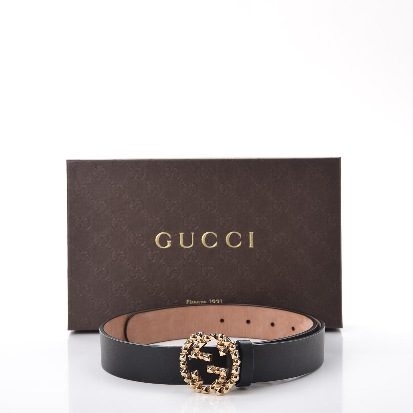 Calfskin Studded Interlocking G Belt 80 32 Black