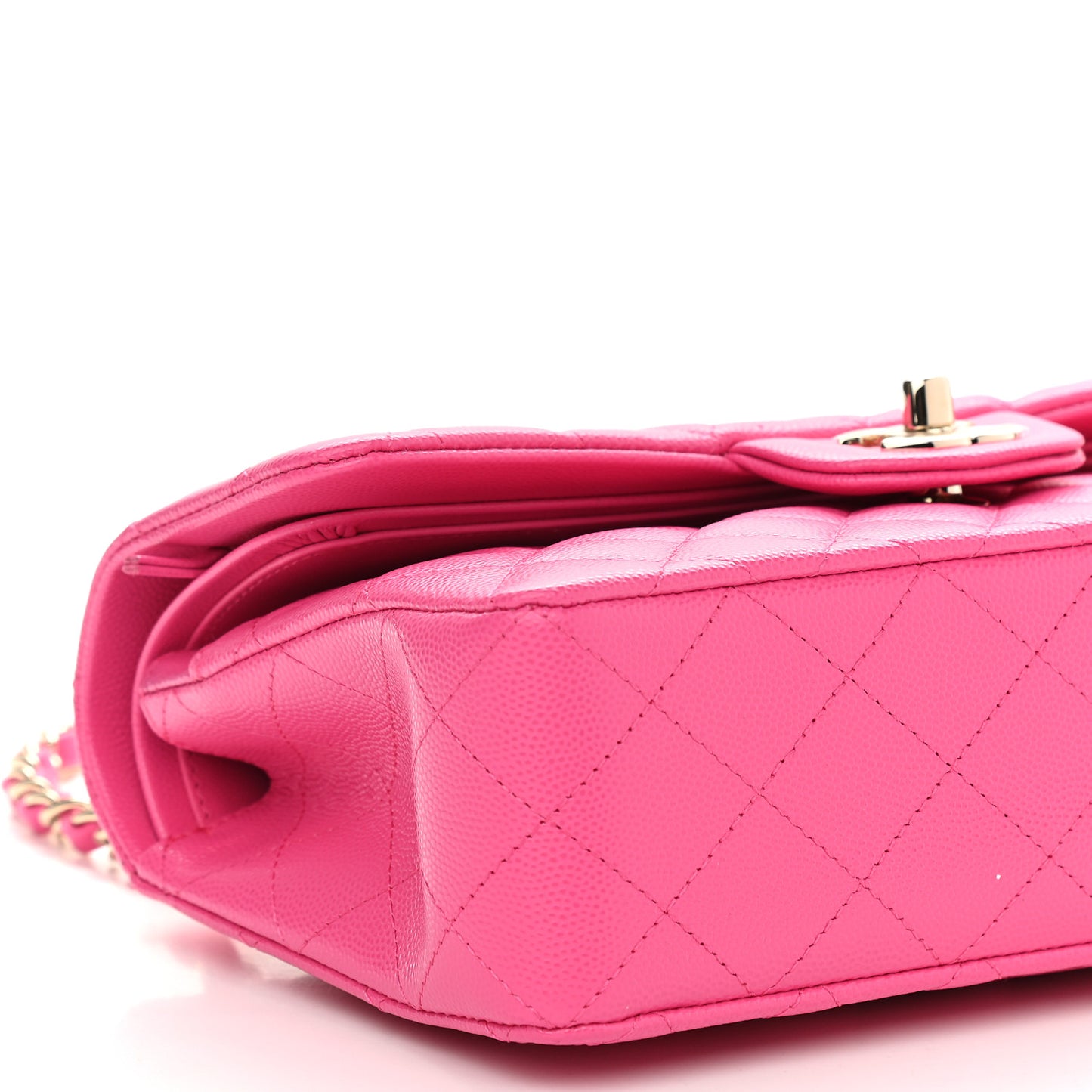 Caviar Quilted Small Double Flap Dark Pink