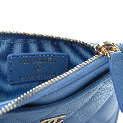 Chanel Caviar Quilted CC Zip Card Holder Blue 6 of 8