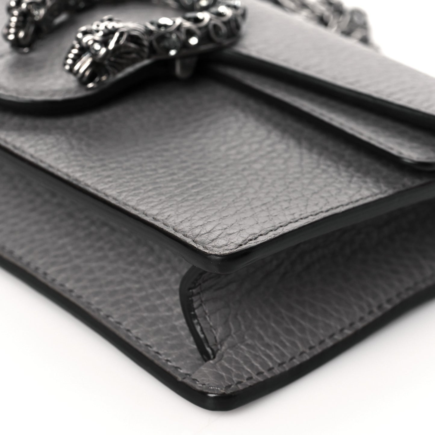 Dollar Calfskin Crystal Super Mini Dionysus Shoulder Bag Dusty Grey Black Diamond