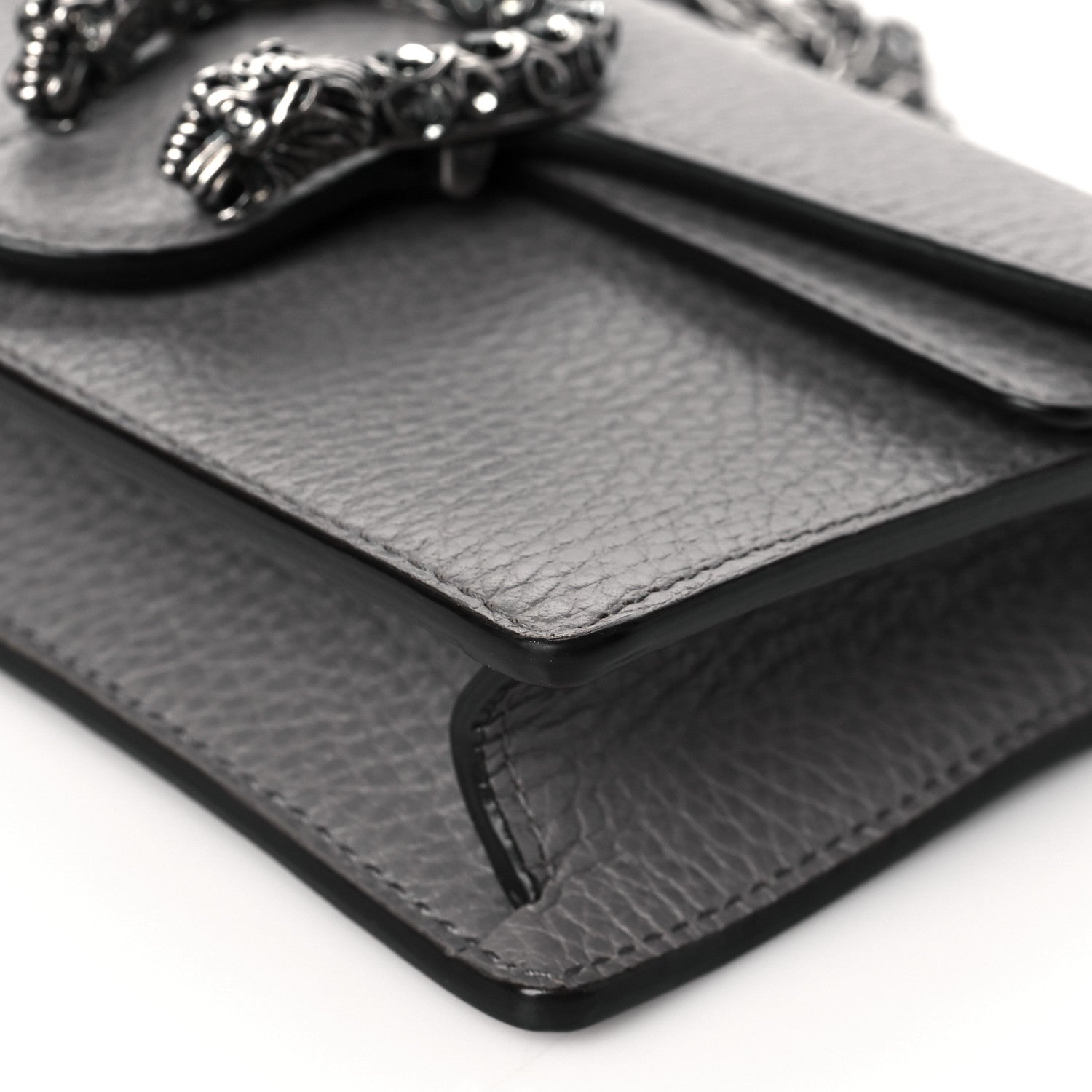 Gucci Dollar Calfskin Crystal Super Mini Dionysus Shoulder Bag Dusty Grey Black Diamond 9 of 9