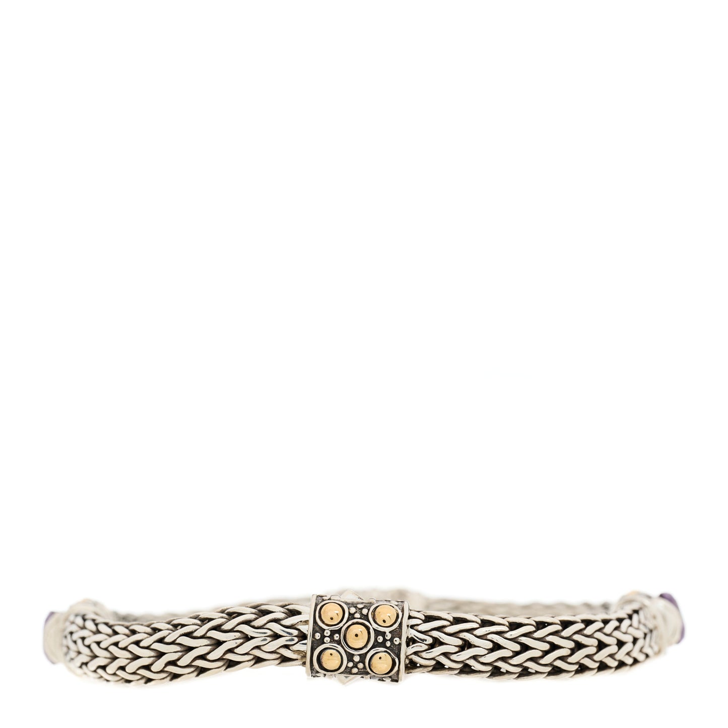 Sterling Silver 18K Yellow Gold Amethyst Classic Chain Station Bracelet
