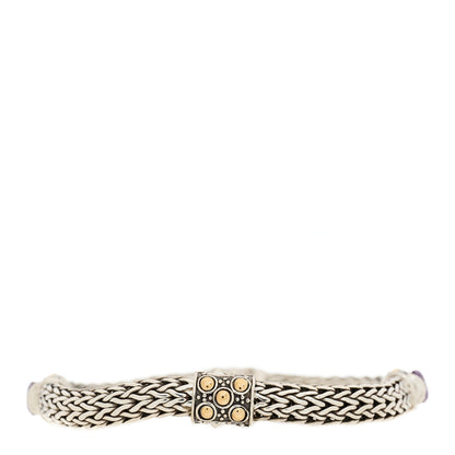John Hardy Sterling Silver 18K Yellow Gold Amethyst Classic Chain Station Bracelet 3 of 4