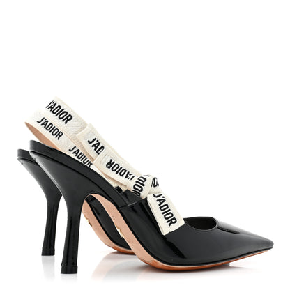 Christian Dior Patent Ribbon J'Adior Slingback 100mm Pumps 35 Black 4 of 9